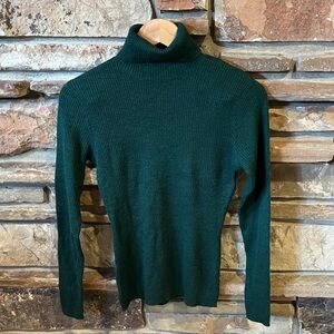 Vintage Old Navy Wool Blend Forest Green Ribbed Turtleneck Sweater Y2K